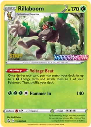 Rillaboom - SWSH006 (Prerelease) [Staff] SWSH006 - [SWSH Sword & Shield Promo Cards] Holofoil