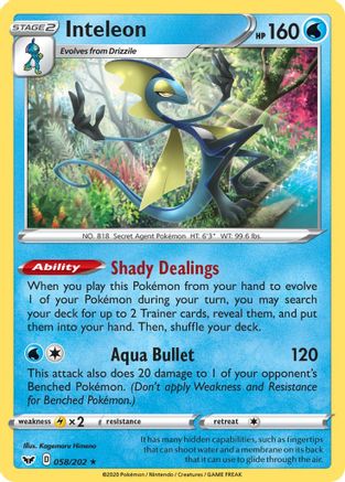 Inteleon (058) 58/202 - [SWSH01 Sword & Shield Base Set] Holofoil
