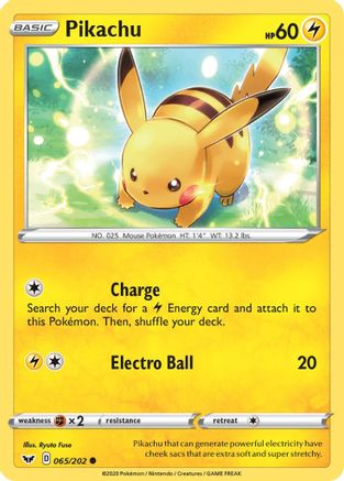 Pikachu (065/202) [Épée et bouclier : ensemble de base] 