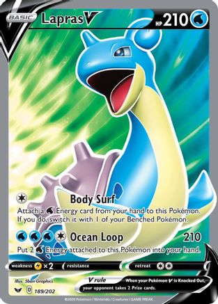 Lapras V (Full Art) 189/202 - [SWSH01 Sword & Shield Base Set] Holofoil