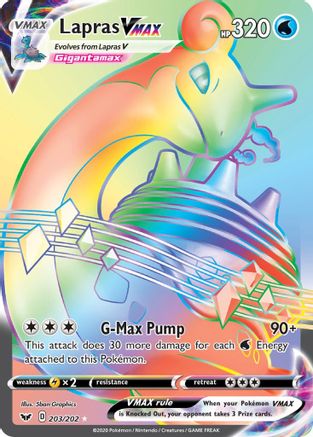 Lapras VMAX (Secret) 203/202 - [SWSH01 Sword & Shield Base Set] Holofoil