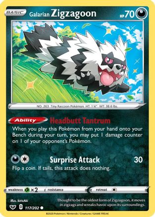 Zigzagoon de Galar (117/202) [Épée et bouclier : ensemble de base] 