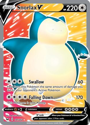 Snorlax V (Full Art) 197/202 - [SWSH01 Sword & Shield Base Set] Holofoil