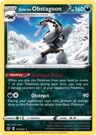 Galarian Obstagoon (119/202) (Thème Deck Exclusif) [Épée et Bouclier : Ensemble de Base] 