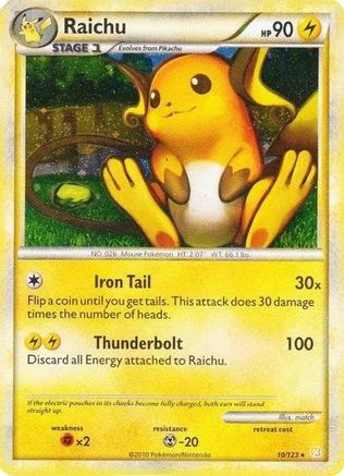 Raichu (10/123) (Holo de glace craquelée) [HeartGold &amp; SoulSilver : Ensemble de base] 