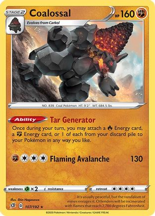 Coalossal 107/192 - [SWSH02 Rebel Clash] Holofoil