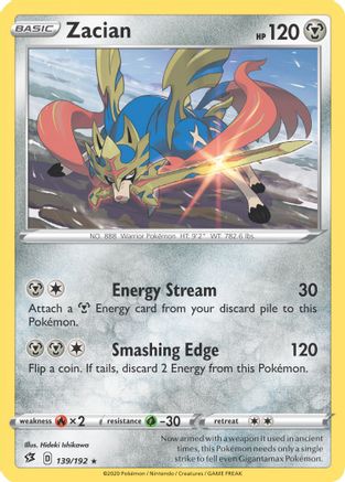 Zacian - 139/192 (Cracked Ice Holo) - [Deck Exclusives] Holofoil