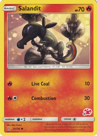 Salandit - 25/156 (#31 Charizard Stamped) - [Battle Academy]