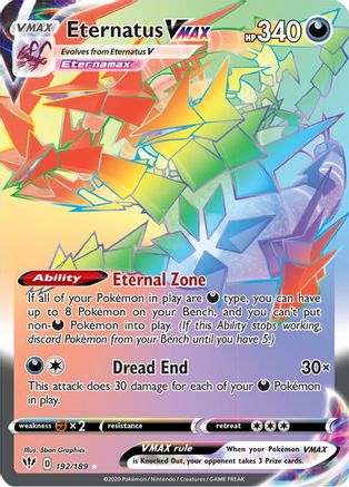 Eternatus VMAX (Secret) 192/189 - [SWSH03 Darkness Ablaze] Holofoil