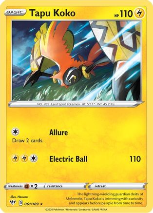 Tapu Koko (061/189) [Épée et bouclier : Ténèbres en feu] 