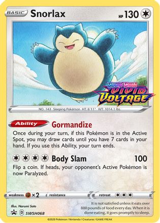 Snorlax - SWSH068 (Prerelease) SWSH068/307 - [SWSH Sword & Shield Promo Cards] Holofoil