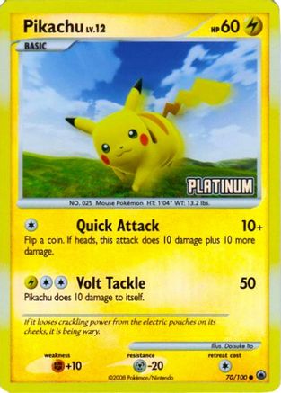 Pikachu - 70/100 [Platinum] - [Burger King Promos] Reverse Holofoil