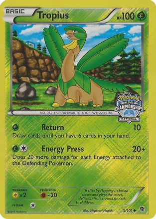 Tropius (5/101) (Promo du championnat national) [Noir et blanc : Plasma Blast] 