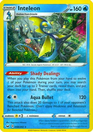 Inteleon (058/202) (Cosmos Holo) [Épée et bouclier : ensemble de base] 