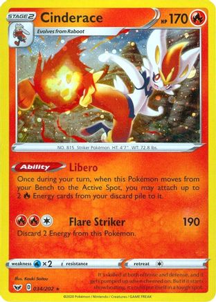 Cinderace - 034/202 (Cosmos Holo) 34 - [Miscellaneous Cards & Products] Holofoil