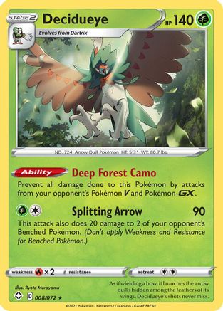 Decidueye (008/072) [Épée et Bouclier : Shining Fates] 