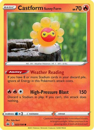 Castform Sunny Form (022/198) [Épée et bouclier : Chilling Reign] 