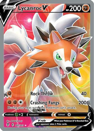 Lycanroc V (Full Art) 187/203 - [SWSH07 Evolving Skies] Holofoil