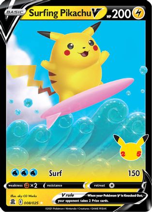 Surf Pikachu V (008/025) [Célébrations : 25e anniversaire] 