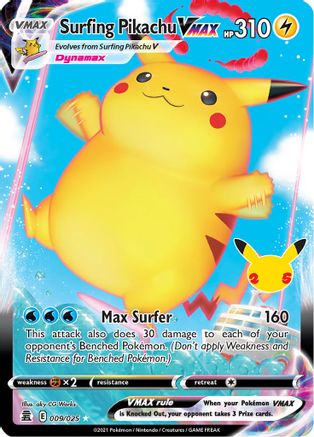 Surf Pikachu VMAX (009/025) [Célébrations : 25e anniversaire] 