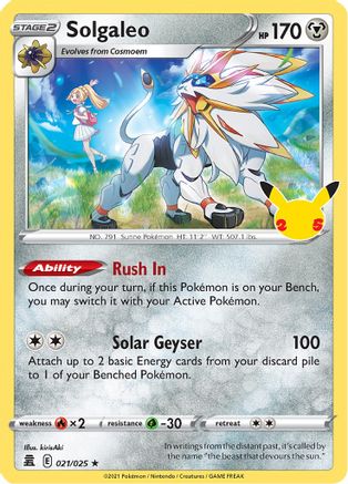 Solgaleo (021/025) [Célébrations : 25e anniversaire] 