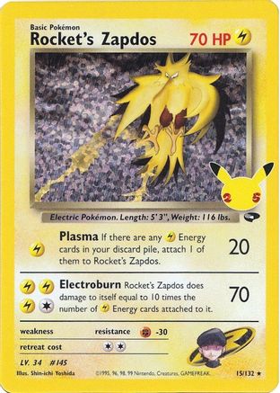 Rocket's Zapdos (15/132) [Célébrations : 25e anniversaire - Collection classique] 