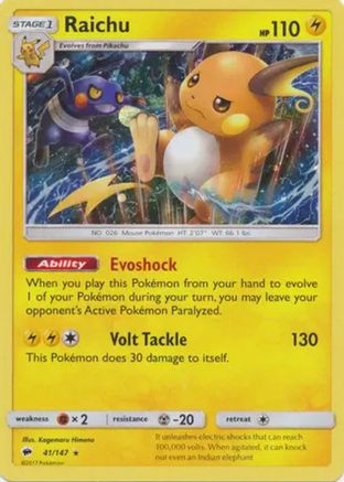 Raichu - 41/147 (Cosmos Holo) 41 - [Blister Exclusives] Holofoil