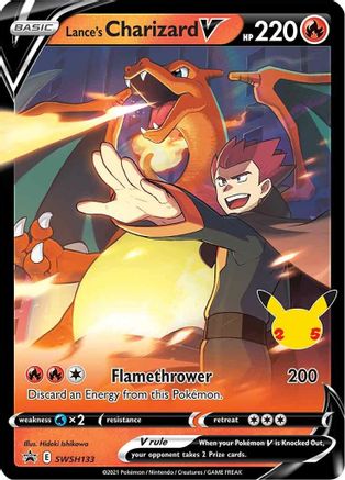 Lance's Charizard V (SWSH133) (Célébrations) [Épée et Bouclier : Black Star Promos] 