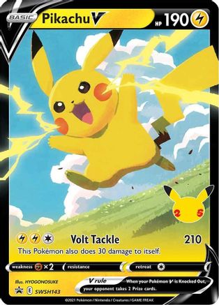 Pikachu V (SWSH143) (Célébrations) [Épée et Bouclier : Black Star Promos] 