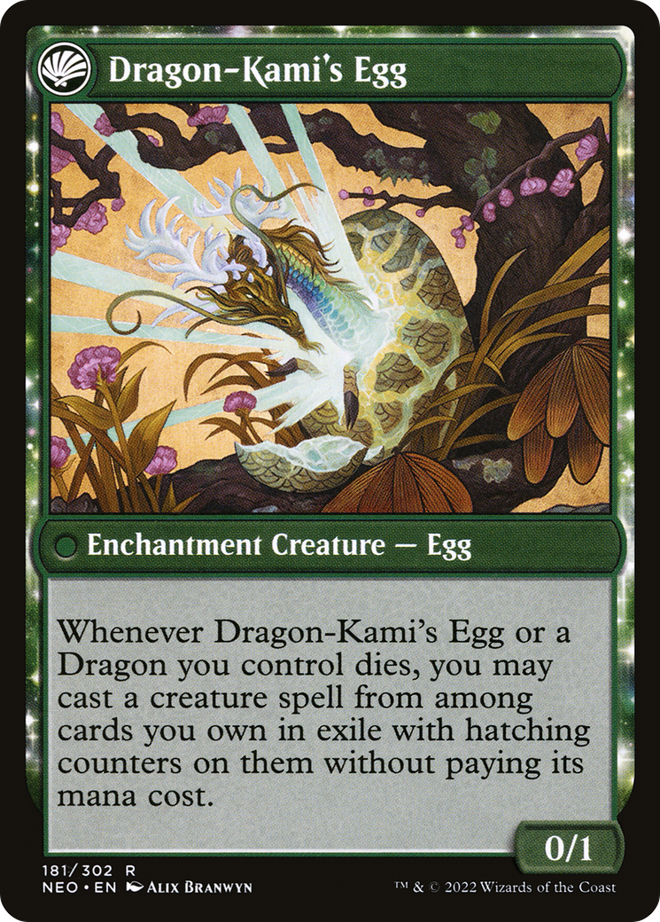 The Dragon-Kami Reborn // Dragon-Kami's Egg (NEO-181) - [Kamigawa: Neon Dynasty]: (fandfc, enchantment)