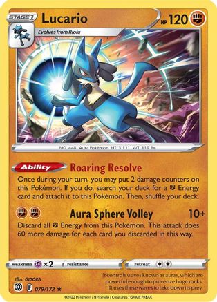 Lucario (079/172) (Thème Deck exclusif) [Épée et bouclier : étoiles brillantes] 