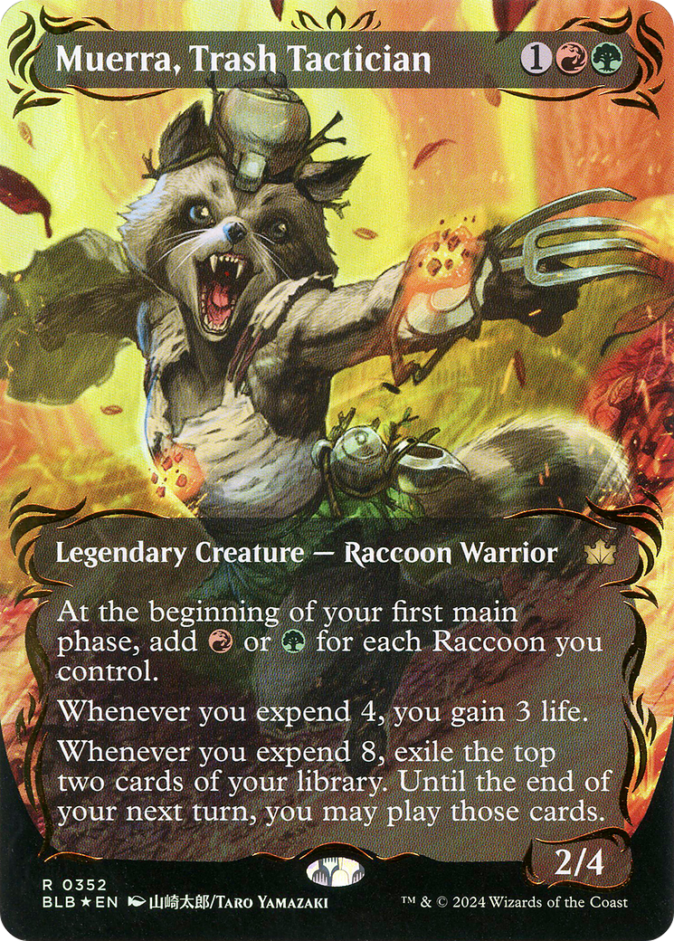 Muerra, Trash Tactician (BLB-352) - [Bloomburrow]: (Showcase) (Borderless) Foil