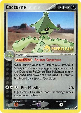 Cacturne - 27/108 (Prerelease) 27 - [Miscellaneous Cards & Products]