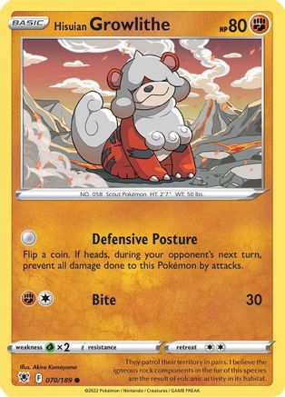 Hisuian Growlithe (070/189) [Épée et bouclier : Radiance astrale] 