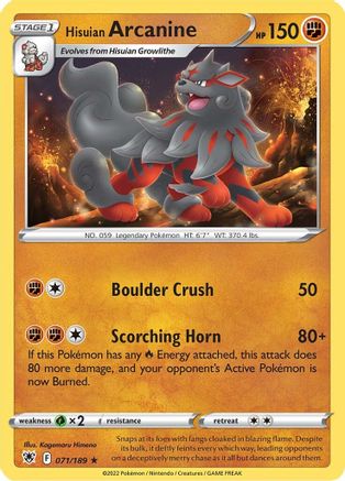 Hisuian Arcanine (071/189) [Épée et bouclier : Radiance astrale] 