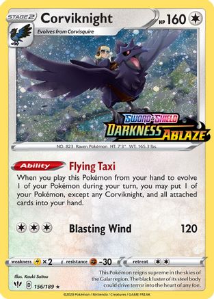 Corviknight - 156/189 (Darkness Ablaze Stamped) 156 - [Miscellaneous Cards & Products] Holofoil