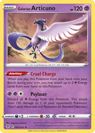 Articuno de Galar (063/203) (Exclusivité Deck à thème) [Épée et Bouclier : Ciels en évolution] 