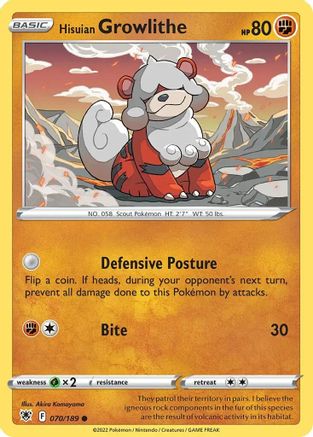 Hisuian Growlithe (Cosmos Holo) (70/189) [Deck Exclusives] Holofoil