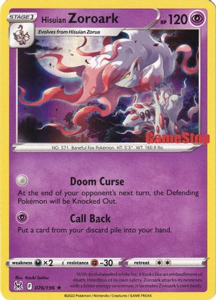 Hisuian Zoroark - 076/196 (Gamestop Exclusive) 76 - [Miscellaneous Cards & Products] Holofoil