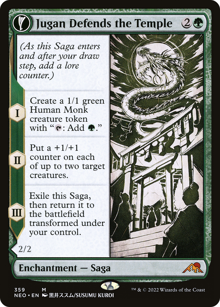 Jugan Defends the Temple // Remnant of the Rising Star (NEO-359) - [Kamigawa: Neon Dynasty]: (Showcase, fandfc) Foil