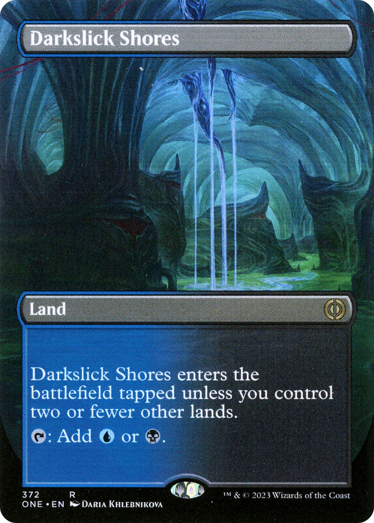 Darkslick Shores (ONE-372) - [Phyrexia: All Will Be One] (Borderless) Foil