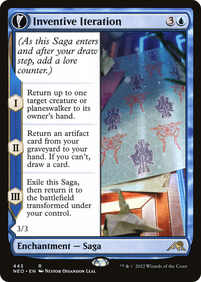 Inventive Iteration // Living Breakthrough (NEO-443) - [Kamigawa: Neon Dynasty]: (Extended Art, fandfc, enchantment)