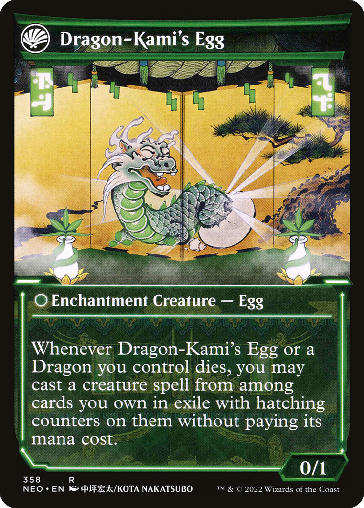 The Dragon-Kami Reborn // Dragon-Kami's Egg (NEO-358) - [Kamigawa: Neon Dynasty]: (Showcase, fandfc)