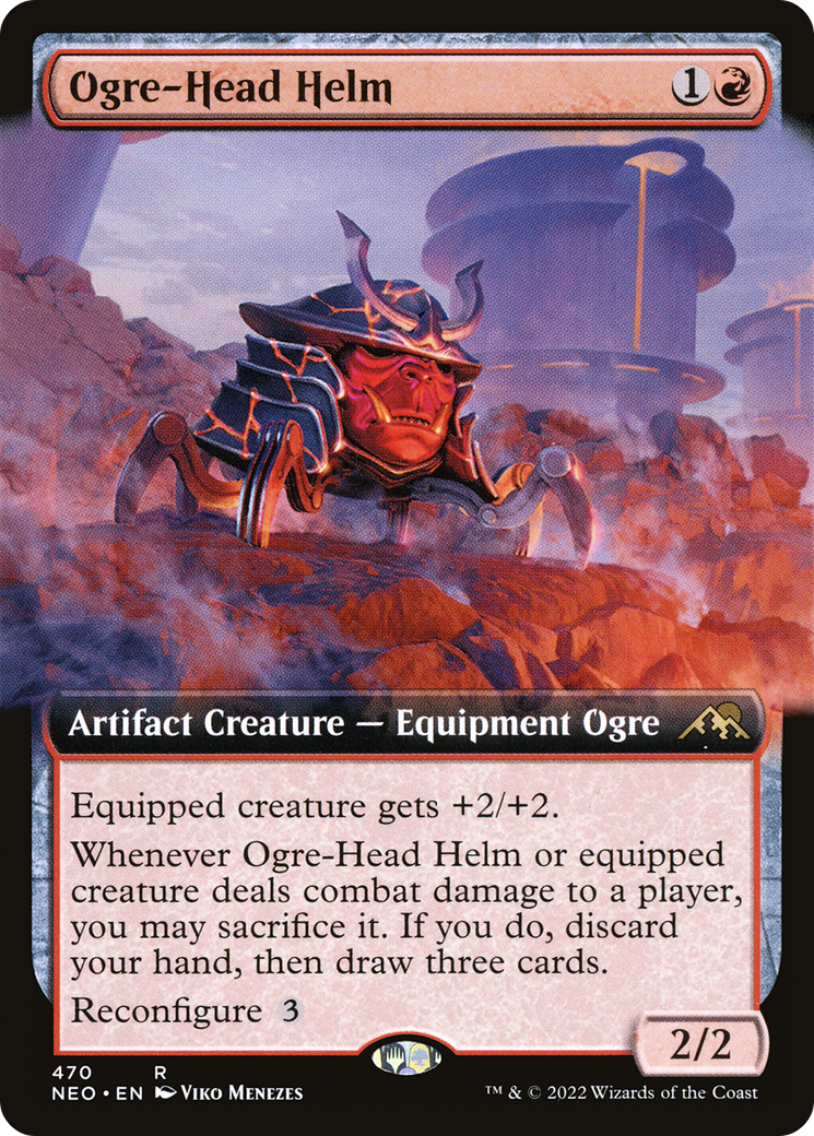 Ogre-Head Helm (NEO-470) - [Kamigawa: Neon Dynasty]: (Extended Art) Foil