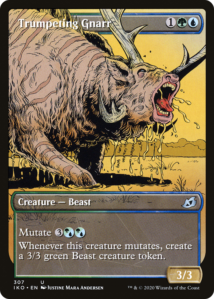 Trumpeting Gnarr (IKO-307) - [Ikoria: Lair of Behemoths]: (Showcase) Foil