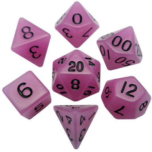 Fanroll Glow-in-the-Dark Purple 16mm Polyhedral Dice Set