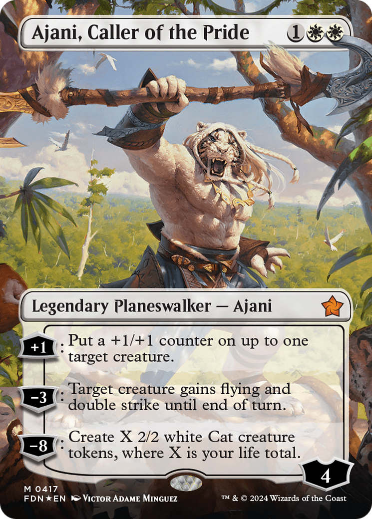 Ajani, Caller of the Pride (FDN-417) - [Foundations] (Borderless) Foil