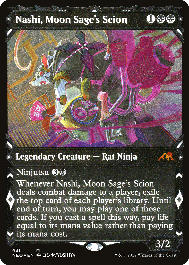 Nashi, Moon Sage's Scion (NEO-421) - [Kamigawa: Neon Dynasty]: (Showcase) Etched Foil