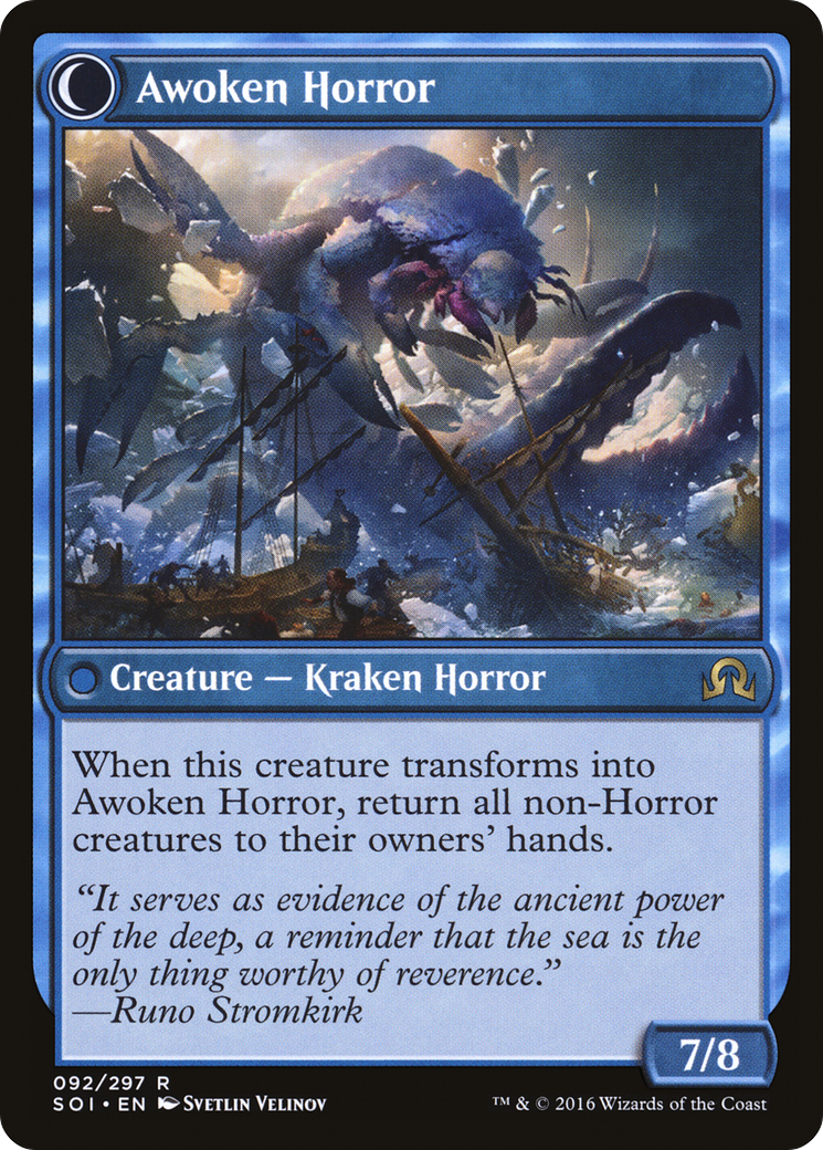 Thing in the Ice // Awoken Horror (SOI-092) - [Shadows over Innistrad]: (Double Faced Transform) Foil