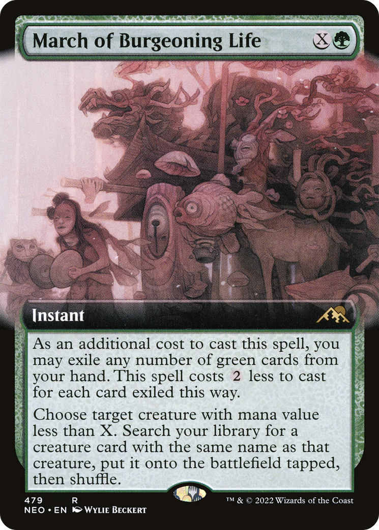 March of Burgeoning Life (NEO-479) - [Kamigawa: Neon Dynasty]: (Extended Art) Foil